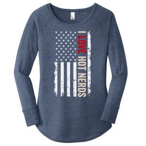 I Love Hot Nerds American Usa Flag Cool Gift Women's Perfect Tri Tunic Long Sleeve Shirt