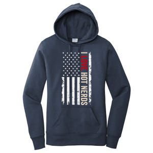 I Love Hot Nerds American Usa Flag Cool Gift Women's Pullover Hoodie