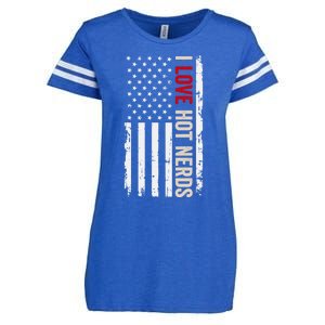 I Love Hot Nerds American Usa Flag Cool Gift Enza Ladies Jersey Football T-Shirt