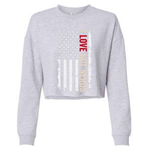 I Love Hot Nerds American Usa Flag Cool Gift Cropped Pullover Crew