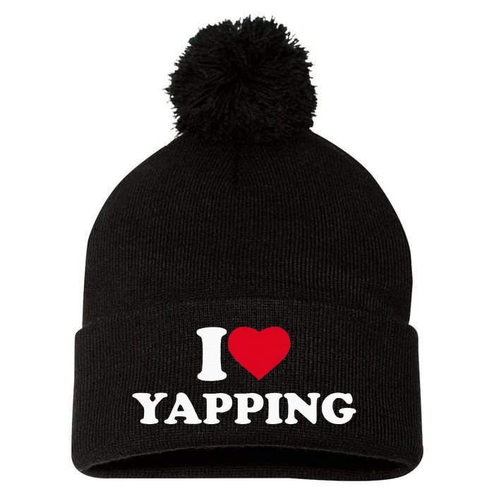 I Love Heart Yapping Lover Yapper Pom Pom 12in Knit Beanie