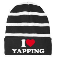 I Love Heart Yapping Lover Yapper Striped Beanie with Solid Band