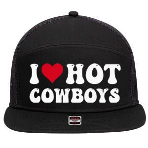 I Love Hot Cow I Heart Cow Funny Country Western 7 Panel Mesh Trucker Snapback Hat