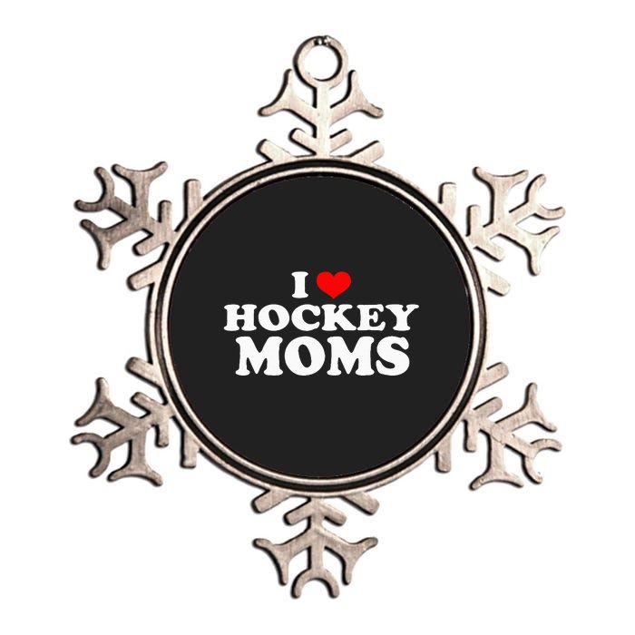 I Love Hockey Moms Funny Christmas Metallic Star Ornament