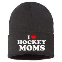 I Love Hockey Moms Funny Christmas Sustainable Knit Beanie