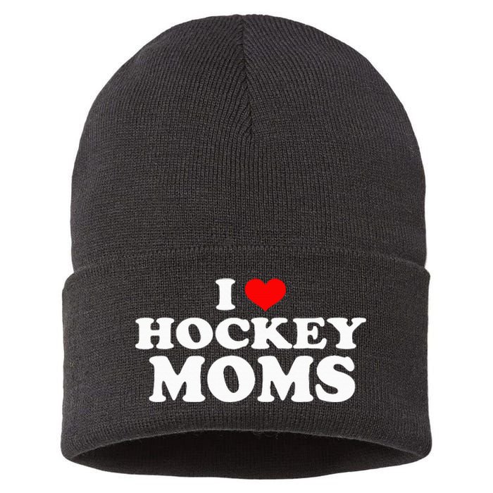 I Love Hockey Moms Funny Christmas Sustainable Knit Beanie