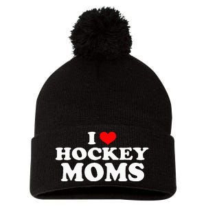 I Love Hockey Moms Funny Christmas Pom Pom 12in Knit Beanie