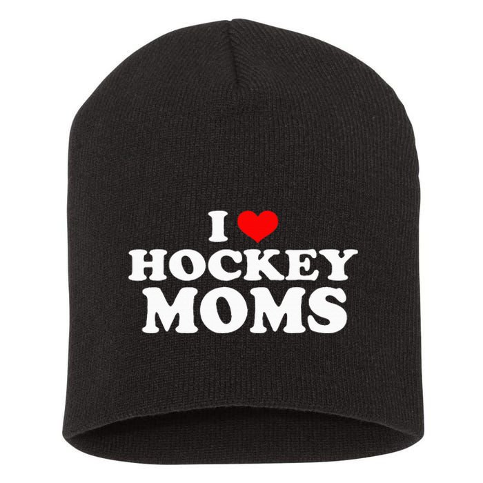 I Love Hockey Moms Funny Christmas Short Acrylic Beanie