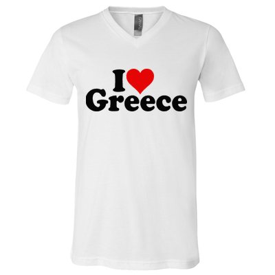 I LOVE HEART GREECE V-Neck T-Shirt