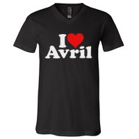 I Love Heart Avril V-Neck T-Shirt