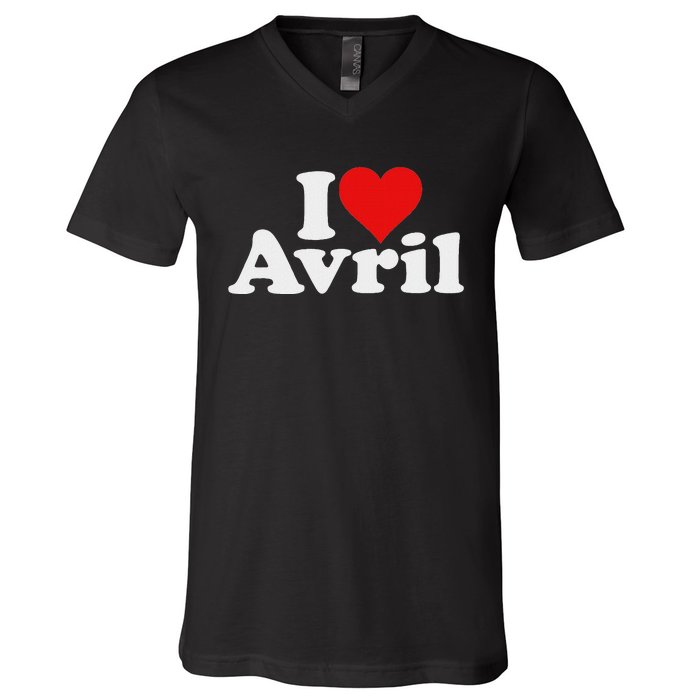 I Love Heart Avril V-Neck T-Shirt