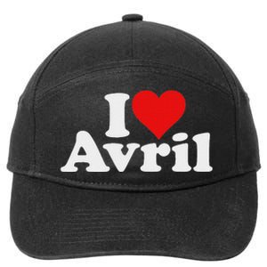 I Love Heart Avril 7-Panel Snapback Hat