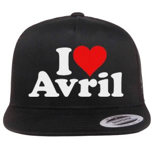 I Love Heart Avril Flat Bill Trucker Hat