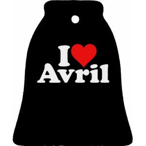 I Love Heart Avril Ceramic Bell Ornament