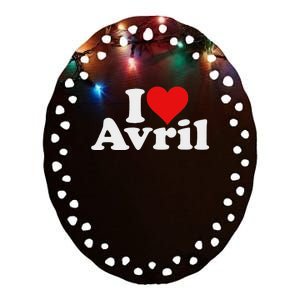 I Love Heart Avril Ceramic Oval Ornament