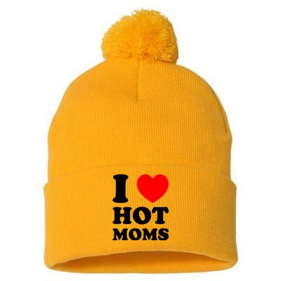 I Love Hot Moms Pom Pom 12in Knit Beanie