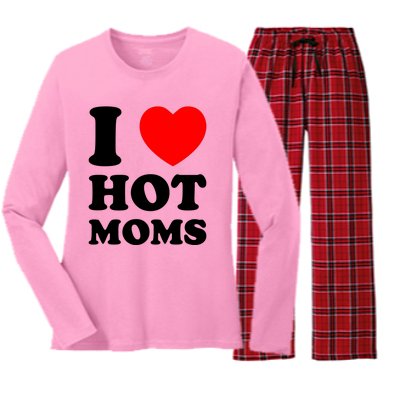 I Love Hot Moms Women's Long Sleeve Flannel Pajama Set 