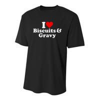 I Love Heart Biscuits And Gravy Youth Performance Sprint T-Shirt