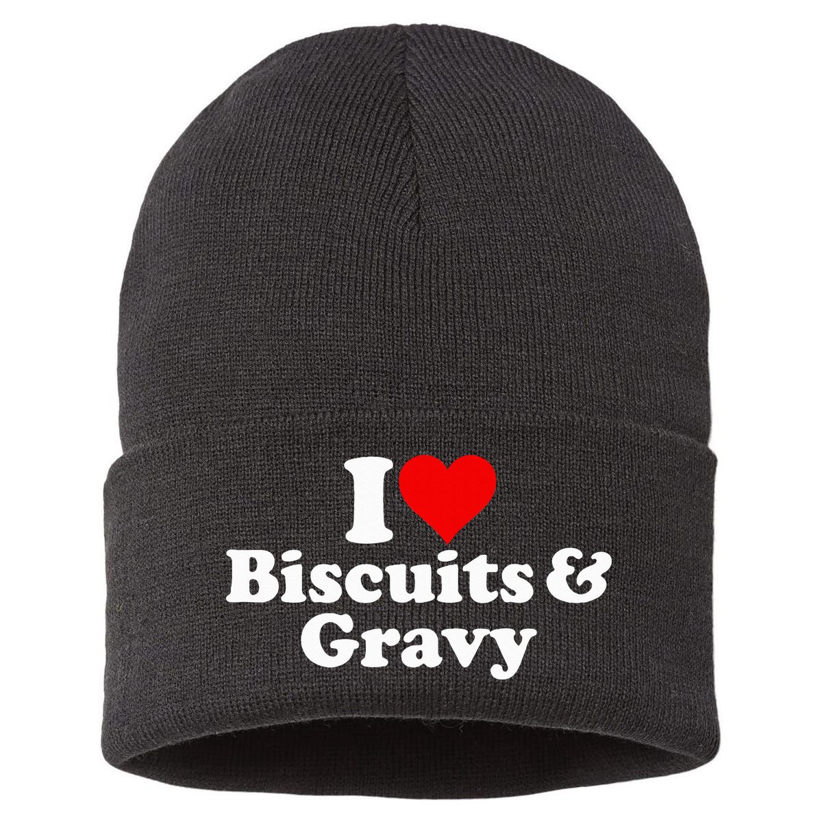 I Love Heart Biscuits And Gravy Sustainable Knit Beanie