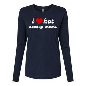 I Love Hot Hockey Moms Funny I Love Moms Womens Cotton Relaxed Long Sleeve T-Shirt