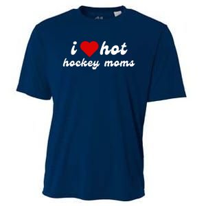 I Love Hot Hockey Moms Funny I Love Moms Cooling Performance Crew T-Shirt