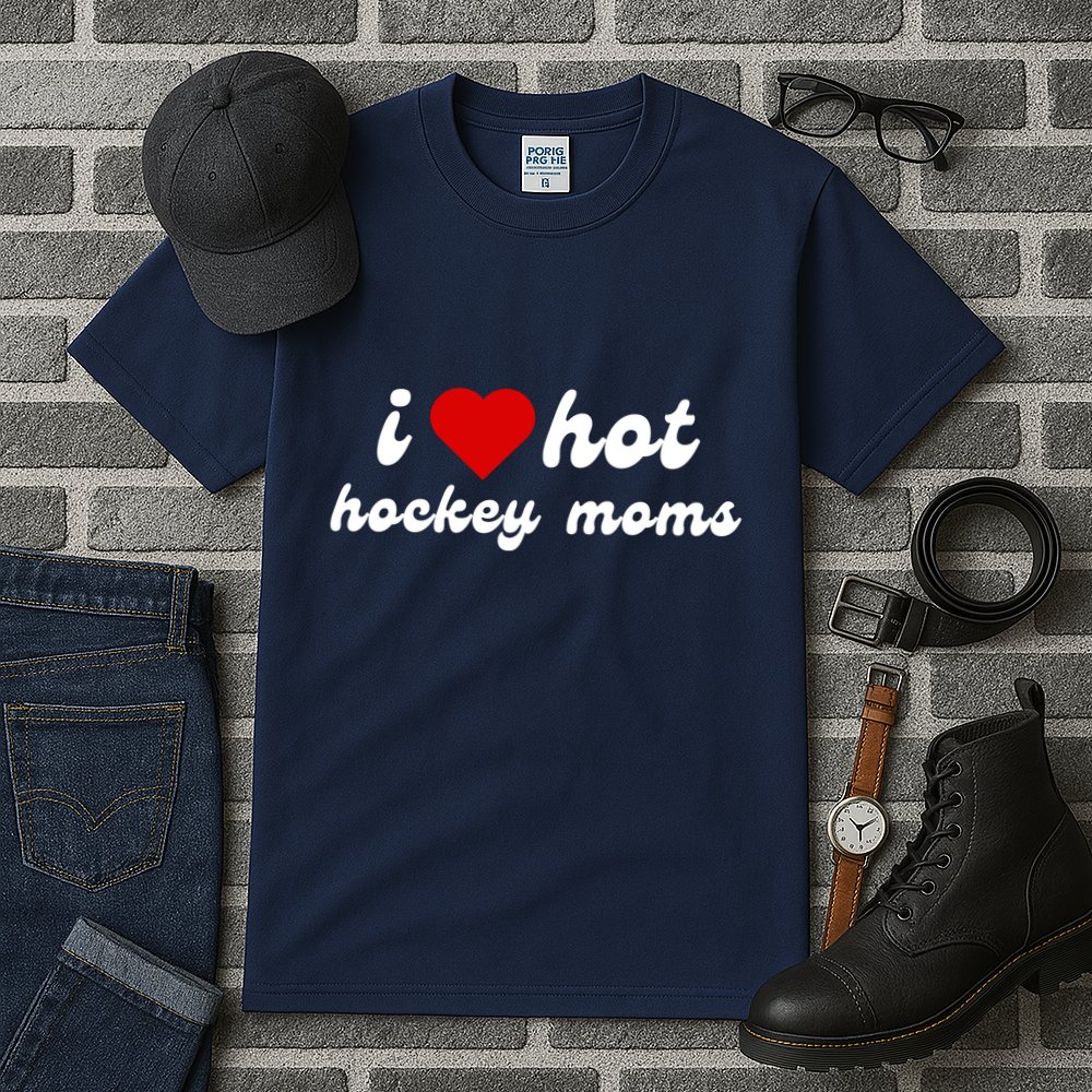 I Love Hot Hockey Moms Funny I Love Moms Tall T-Shirt
