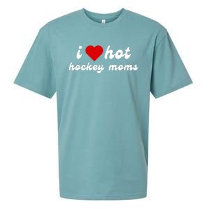 I Love Hot Hockey Moms Funny I Love Moms Sueded Cloud Jersey T-Shirt