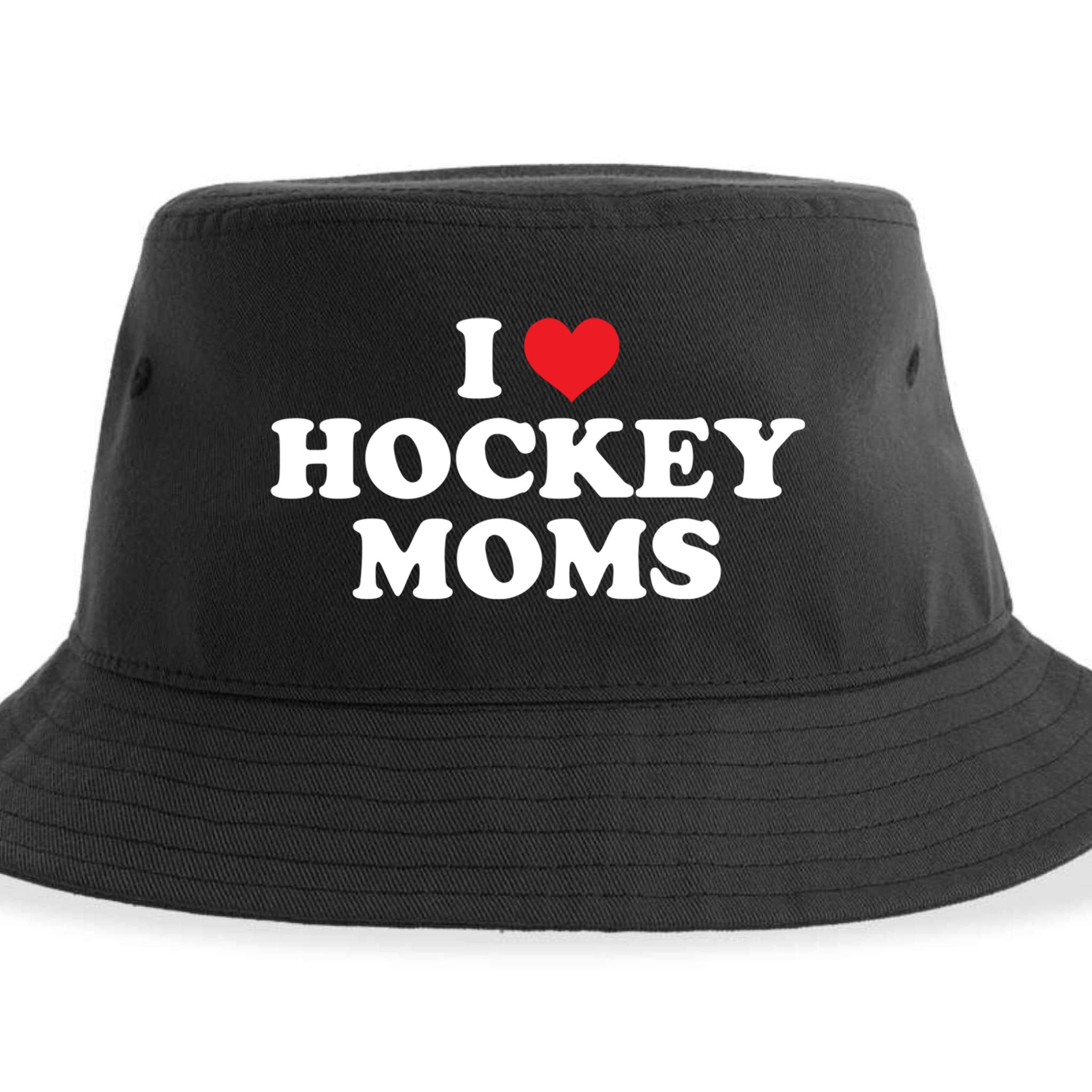 I Love Hockey Moms Funny Design Gift Sustainable Bucket Hat
