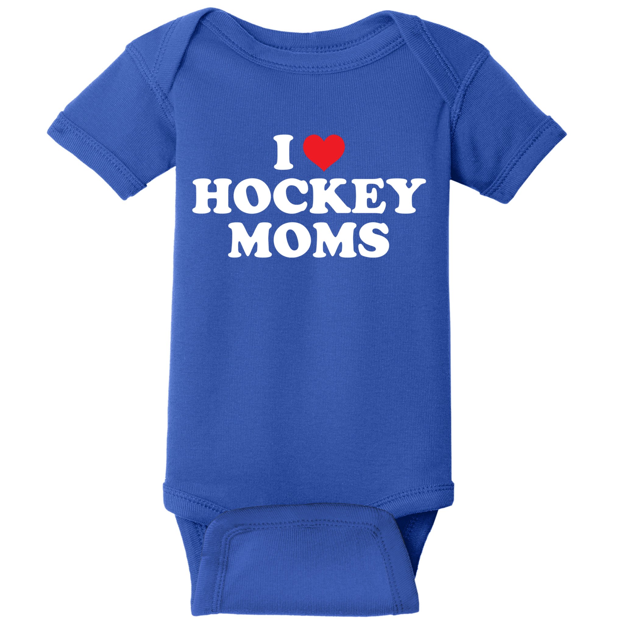 I Love Hockey Moms Funny Design Gift Baby Bodysuit
