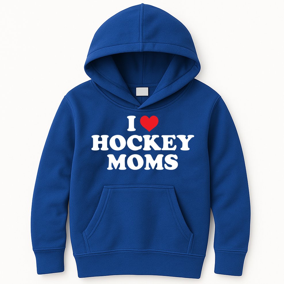 I Love Hockey Moms Funny Design Gift Kids Hoodie