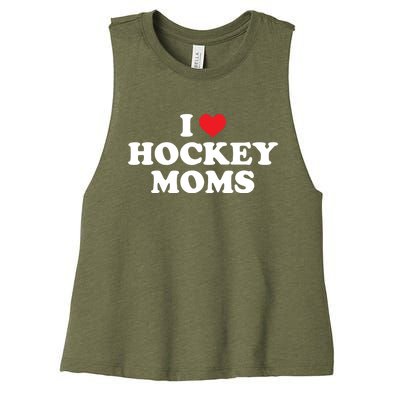 I Love Hockey Moms Funny Design Gift Women's Racerback Cropped Tank