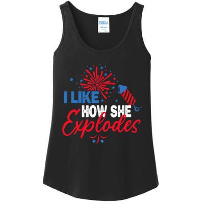 I Like How He Bangs I Like How She Explodes Couple July 4th Ladies Essential Tank