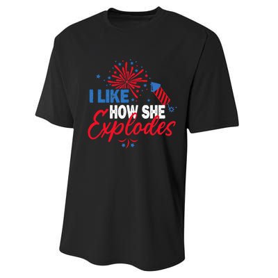 I Like How He Bangs I Like How She Explodes Couple July 4th Performance Sprint T-Shirt