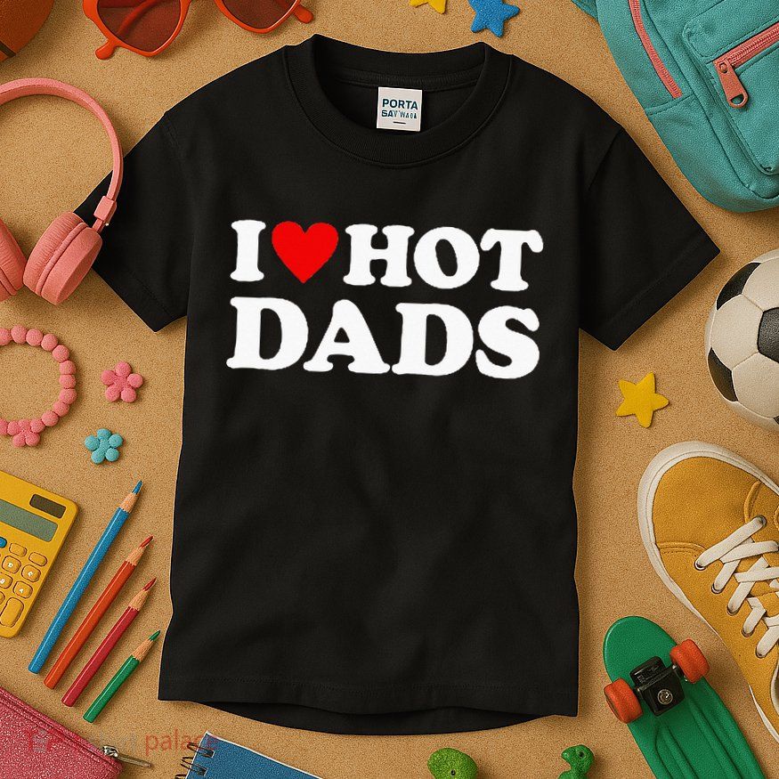 I Love Hot Dads I Heart Hot Dads Love Hot Dads Kids T-Shirt