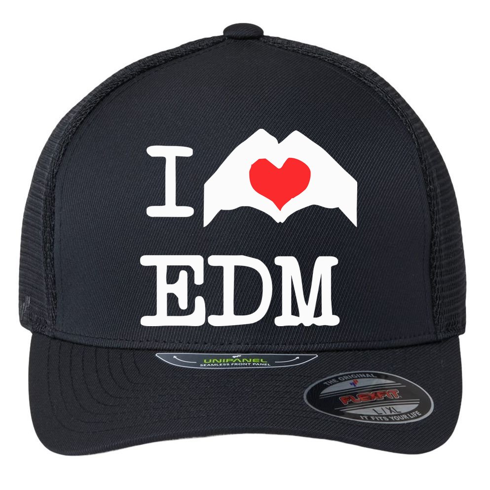 I Love Heart Edm Flexfit Unipanel Trucker Cap