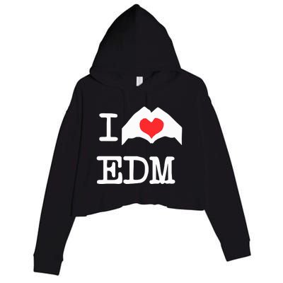 I Love Heart Edm Crop Fleece Hoodie