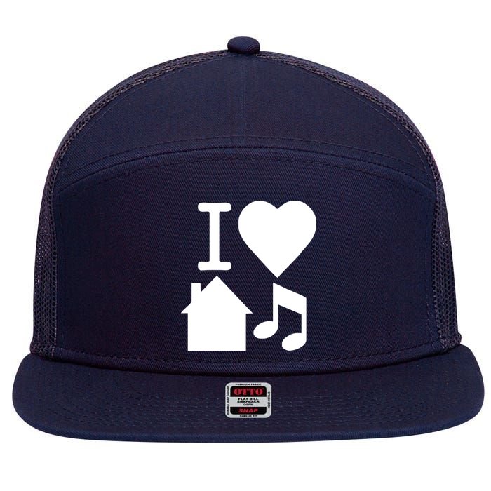 I Love House Music DJ 7 Panel Mesh Trucker Snapback Hat