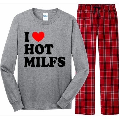 I Love Hot Milfs Gift I Heart Hot Milfs Gift Love Hot Moms Gift Long Sleeve Pajama Set