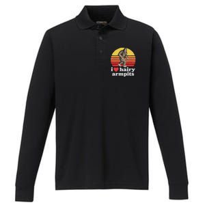 I Love Hairy Armpits! Funny Bigfoot Sasquatch Hairy Lover Performance Long Sleeve Polo