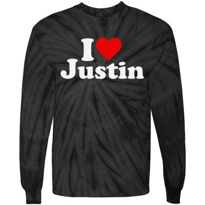 I Love Heart Justin Tie-Dye Long Sleeve Shirt