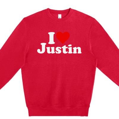 I Love Heart Justin Premium Crewneck Sweatshirt