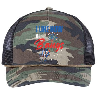 I Like How He Bangs I Like How She Explodes 4th Of July Retro Rope Trucker Hat Cap