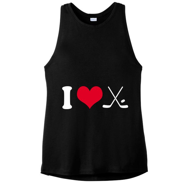 I Love Hockey, Sticks And Puck Ladies PosiCharge Tri-Blend Wicking Tank
