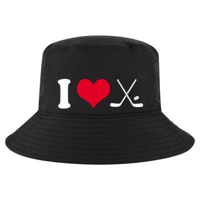 I Love Hockey, Sticks And Puck Cool Comfort Performance Bucket Hat