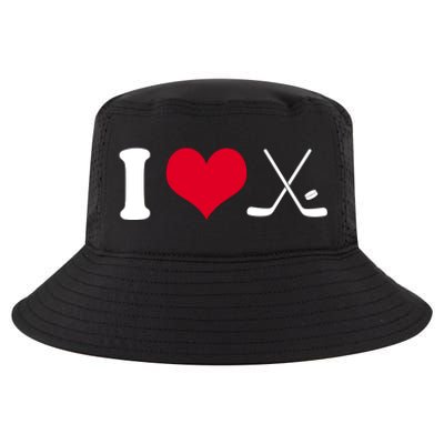 I Love Hockey, Sticks And Puck Cool Comfort Performance Bucket Hat