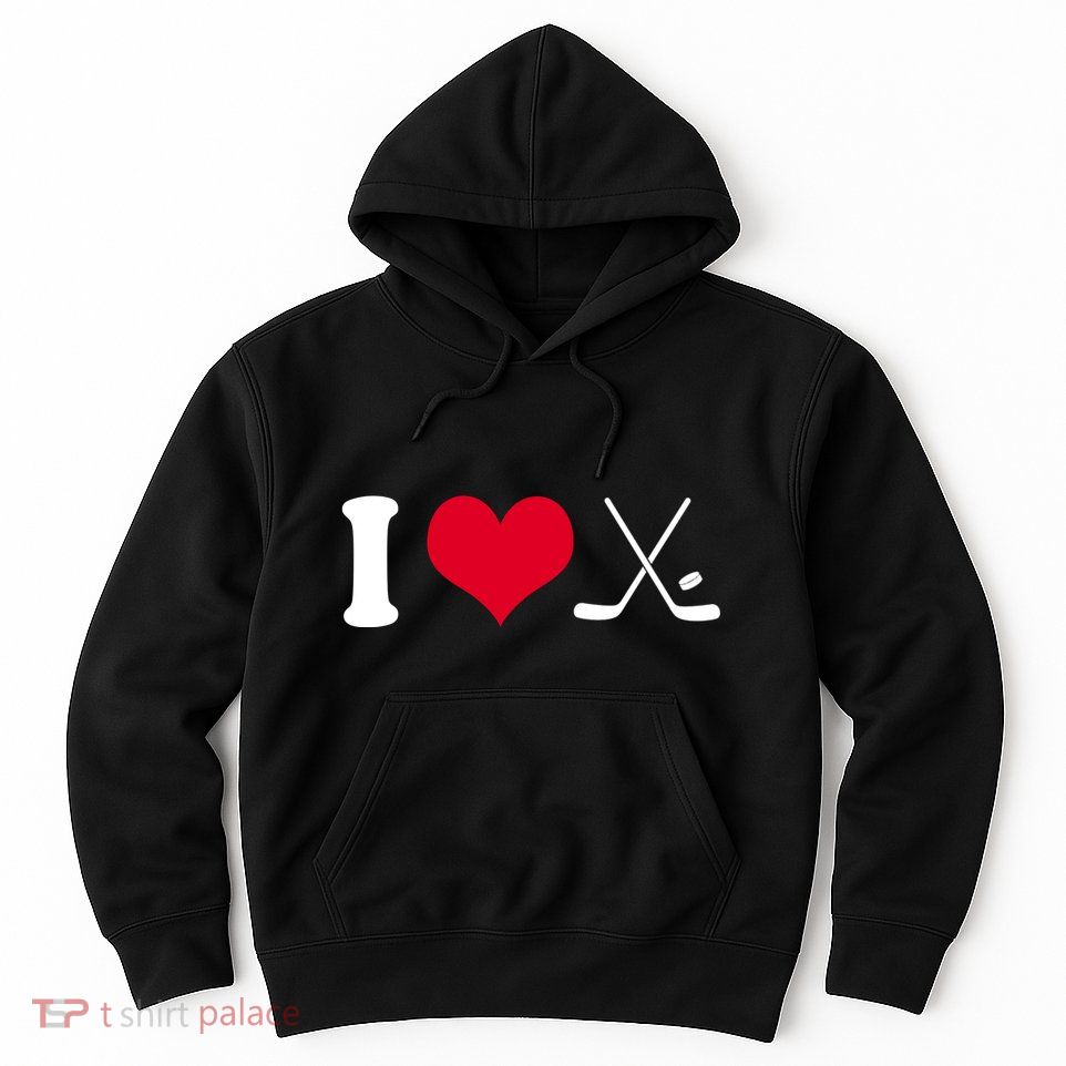 I Love Hockey, Sticks And Puck Hoodie