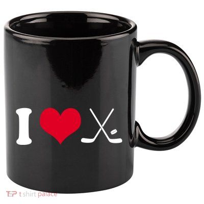 I Love Hockey, Sticks And Puck 11oz C Handle Ceramic Mug