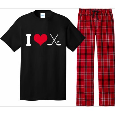 I Love Hockey, Sticks And Puck Pajama Set