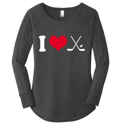 I Love Hockey, Sticks And Puck Women's Perfect Tri Tunic Long Sleeve Shirt