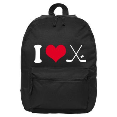 I Love Hockey, Sticks And Puck 16 in Basic Backpack